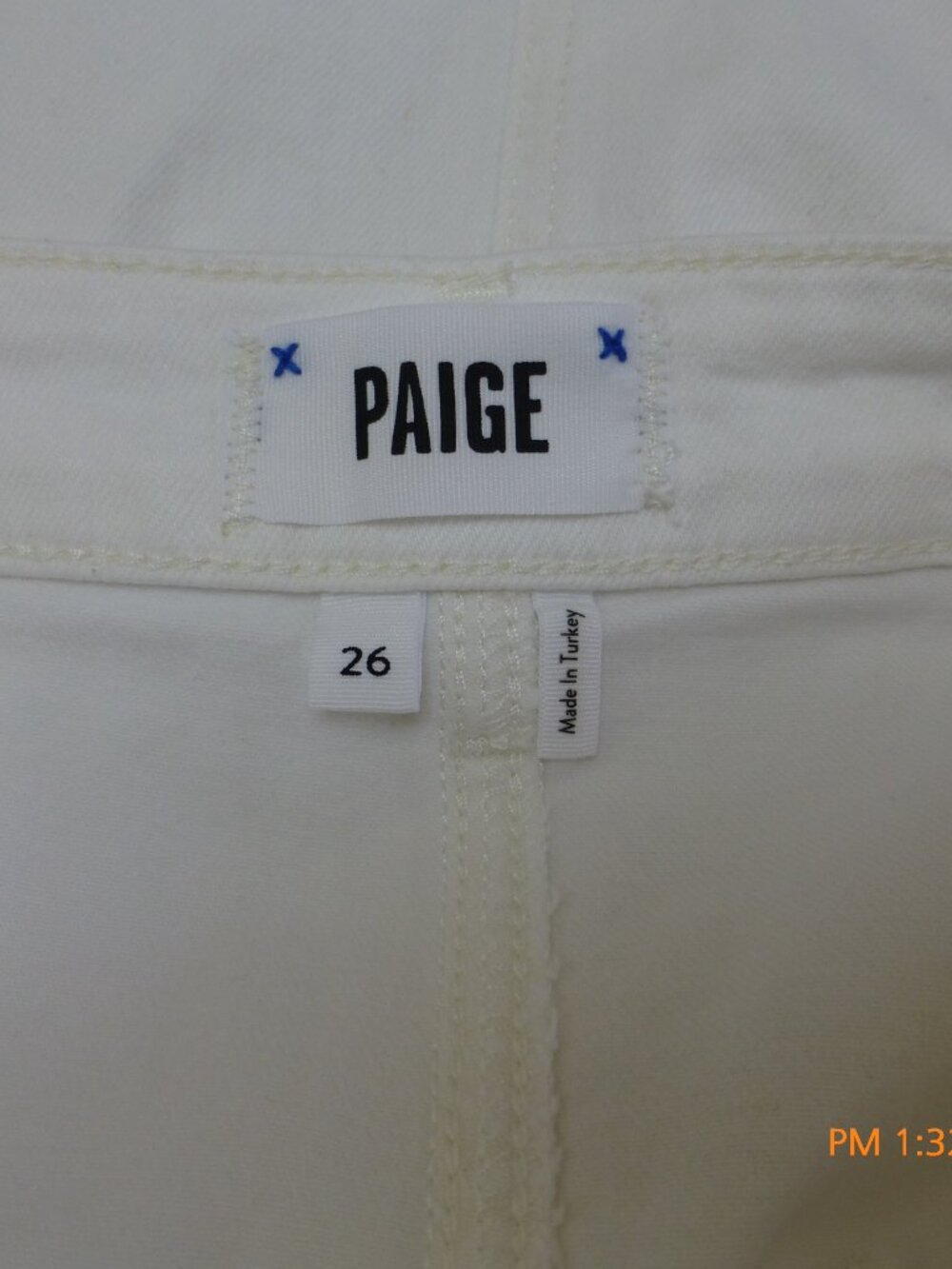 Paige Meadow Midi Utility Pockets Denim Skirt Womens 26 Tonal Ecru High Waist - Picture 6 of 10